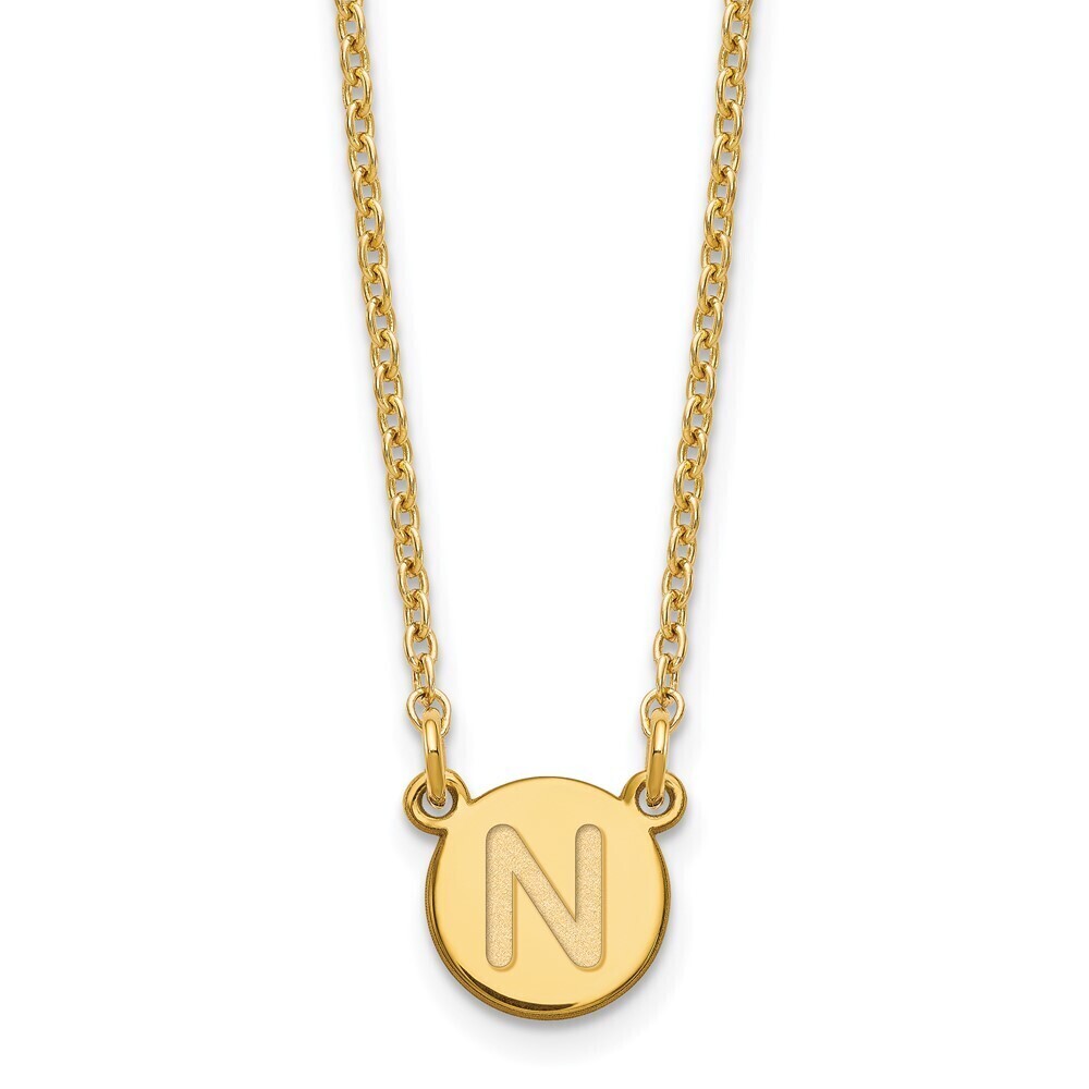 Kazi Luxury Silver Gold-plated Tiny Circle Block Letter N Initial Necklace